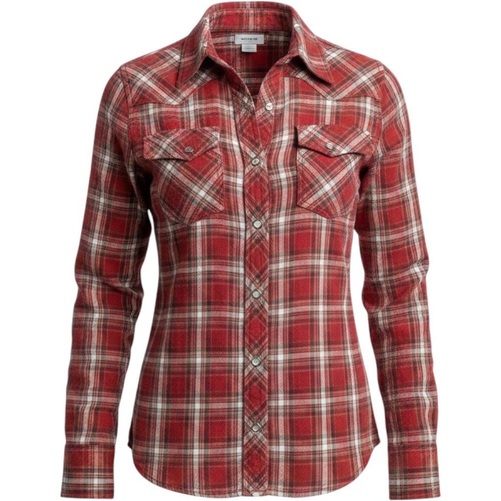 Wrangler Wrancher Mens Red Plaid Western Pearl Snap Long Sleeve Shirt Medium